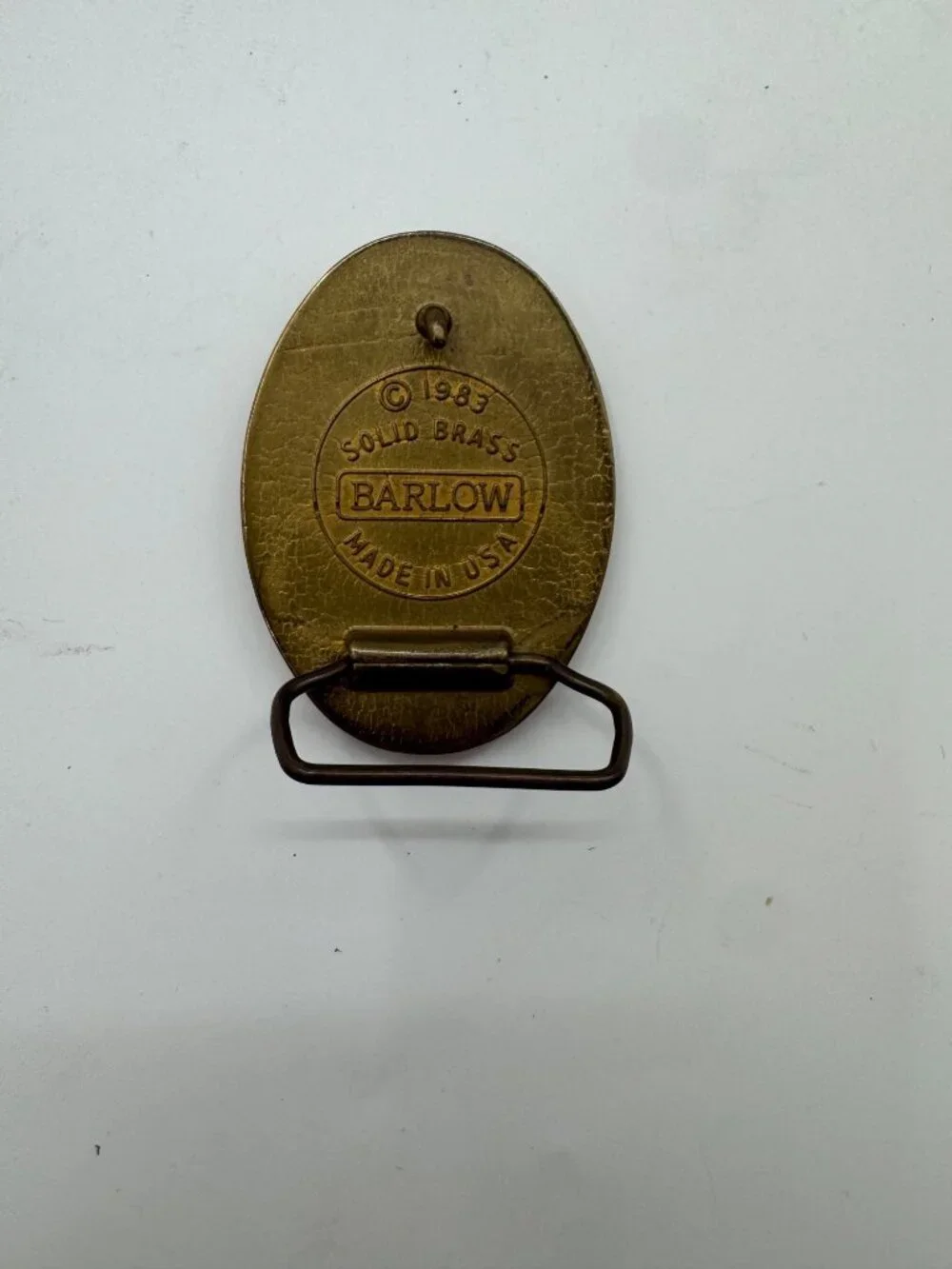 Vintage 1983 Barlow Solid Brass Deer Belt Buckle Made In USA 3